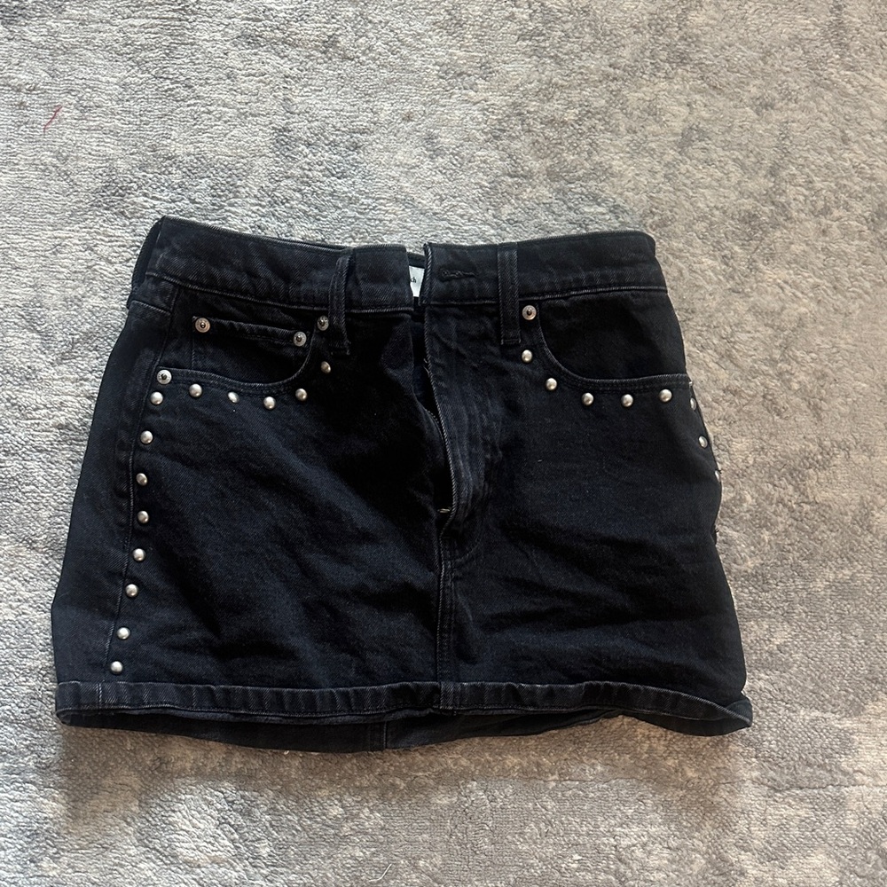 Abercrombie & Fitch Black Studded Denim Skirt